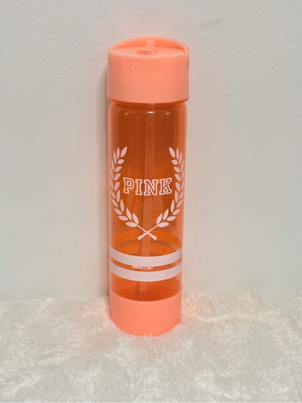 PINK Victoria's Secret Peach Coral Tall Flip-Top Water Bottle